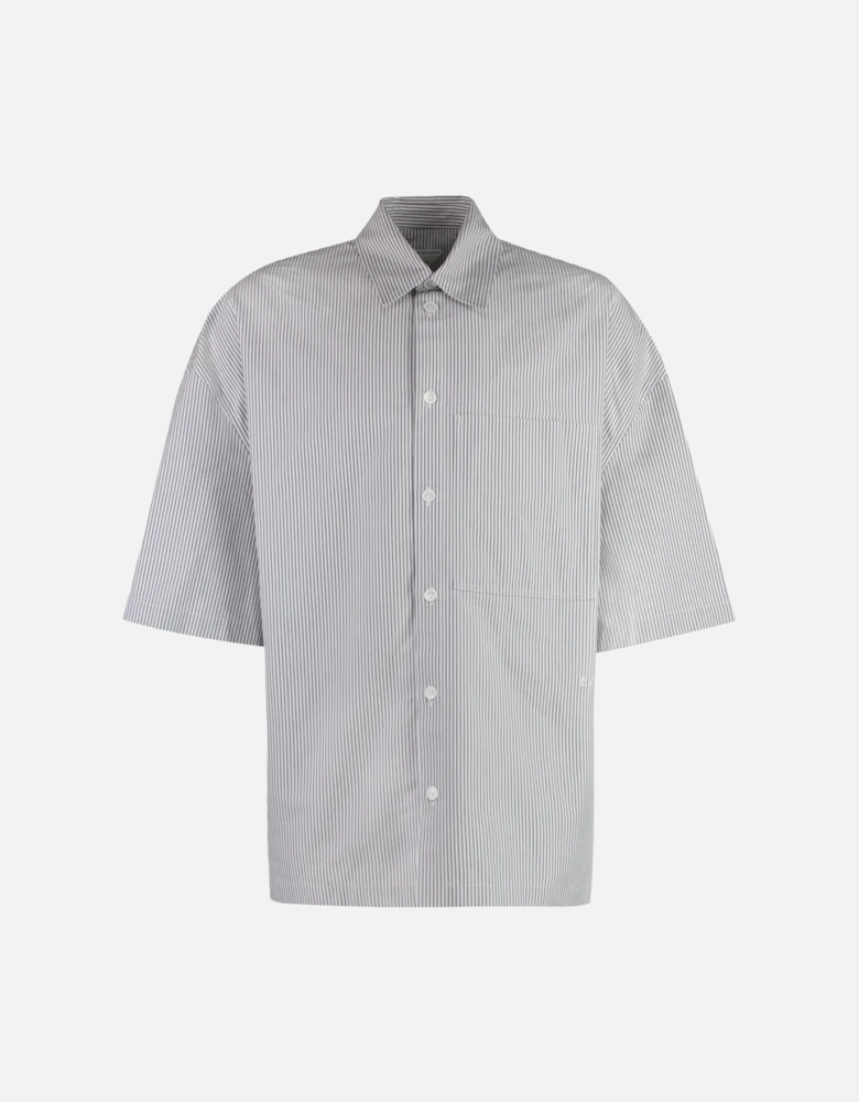 BV EMBROIDERED STRIPED OVERSHIRT GREY / WHITE