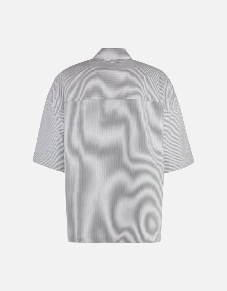 BV EMBROIDERED STRIPED OVERSHIRT GREY / WHITE