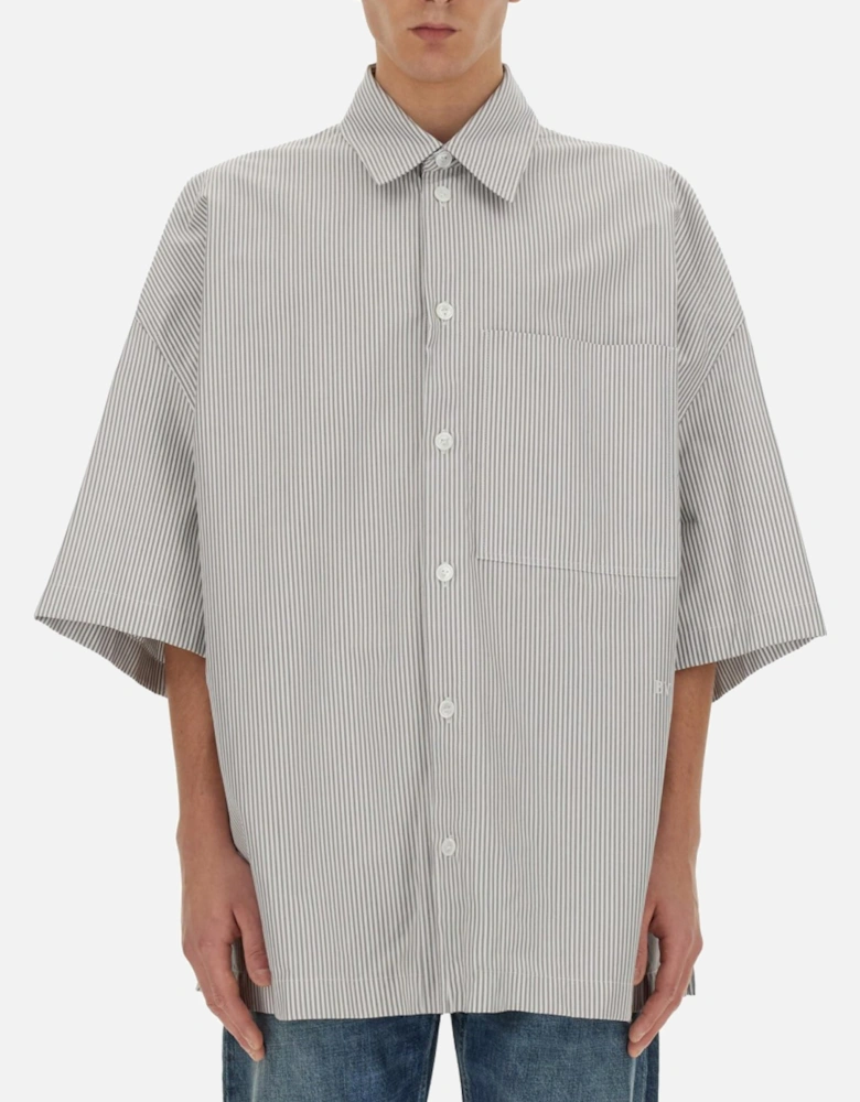 BV EMBROIDERED STRIPED OVERSHIRT GREY / WHITE