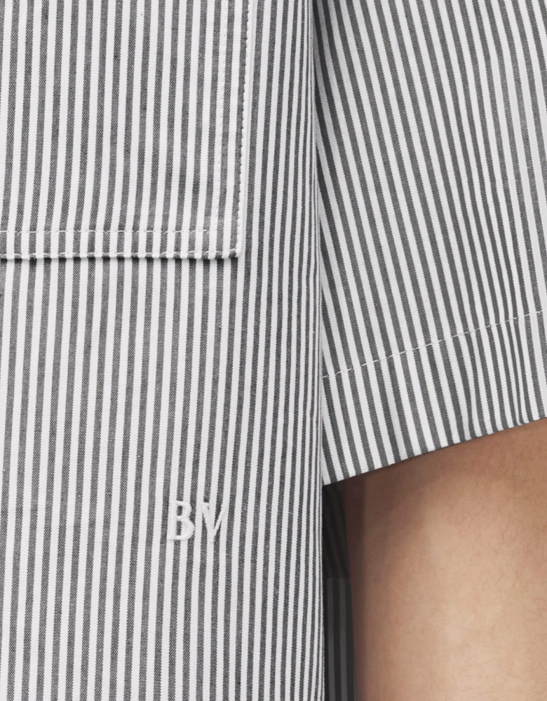 BV EMBROIDERED STRIPED OVERSHIRT GREY / WHITE