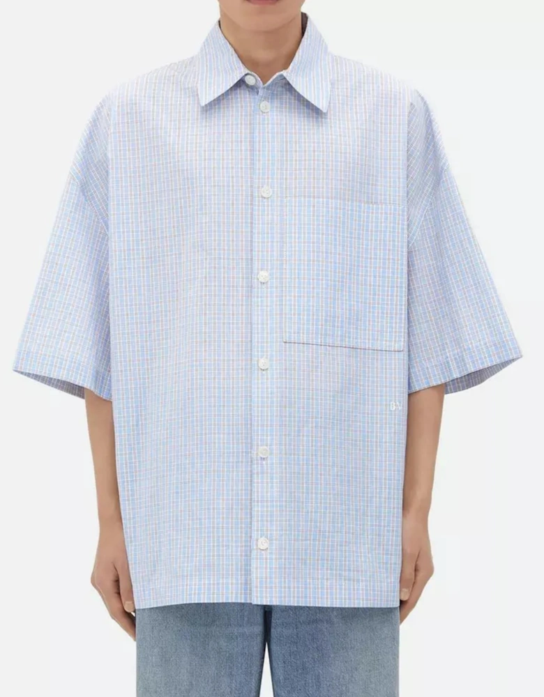 BV EMBROIDERED CHECK OVERSHIRT LIGHT BLUE