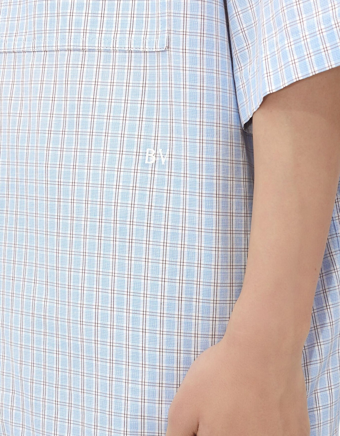 BV EMBROIDERED CHECK OVERSHIRT LIGHT BLUE
