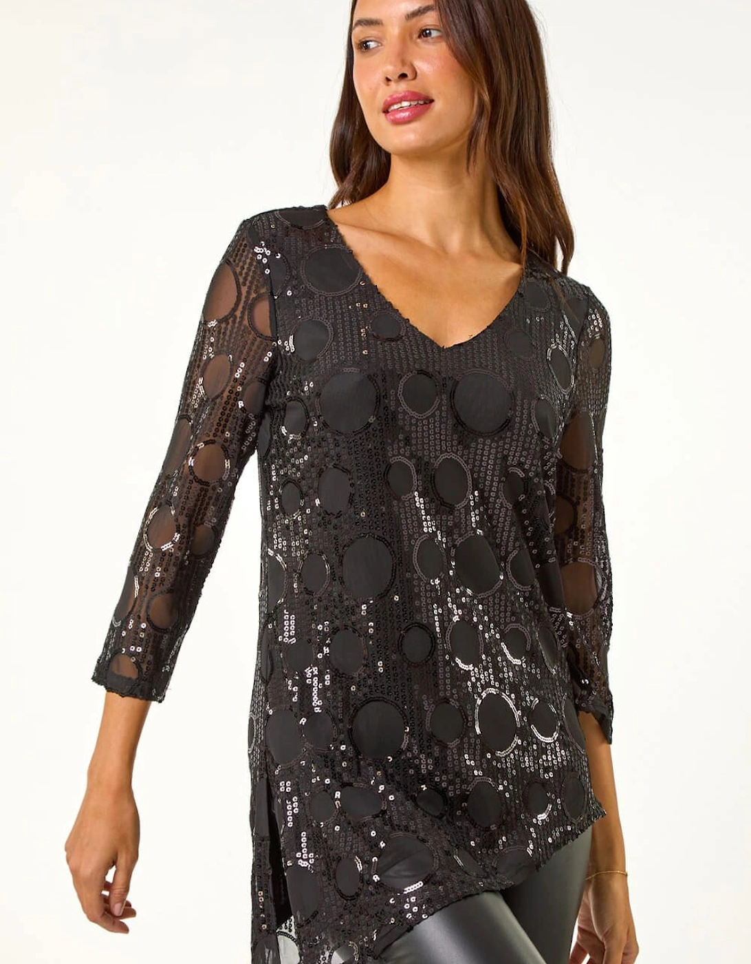 Circle Sequin Asymmetric Top, 2 of 1