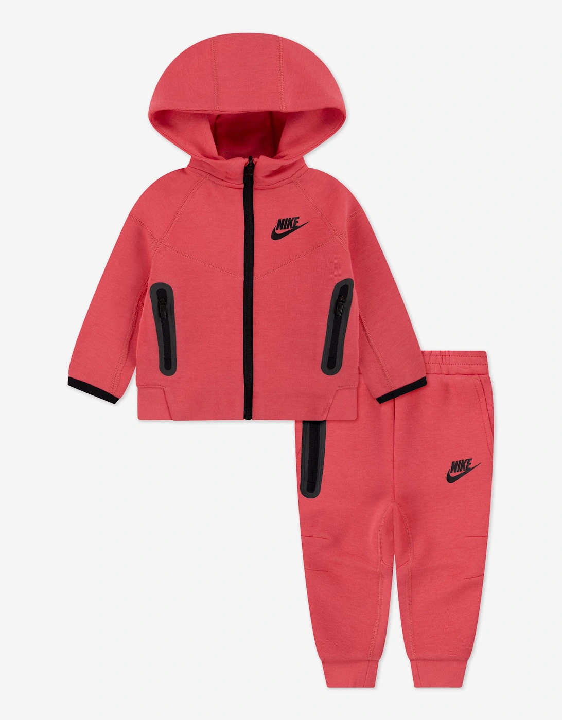 Girls Tech Fleece Hooded Full Zip Tracksuit in Pink, 5 of 4