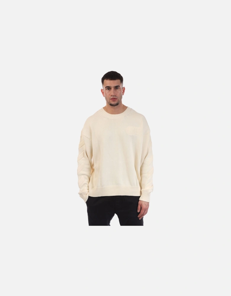 3D Diagonal Knit Crewneck Sweatshirt