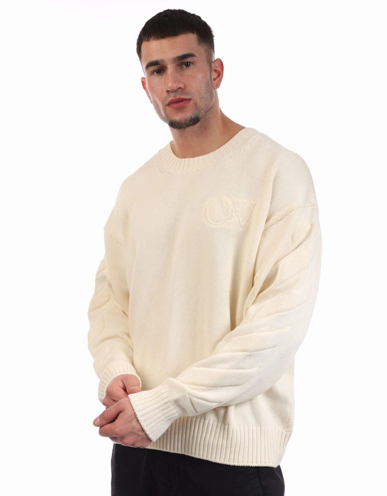 3D Diagonal Knit Crewneck Sweatshirt