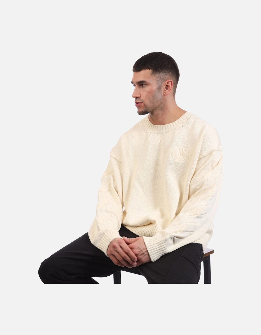 3D Diagonal Knit Crewneck Sweatshirt