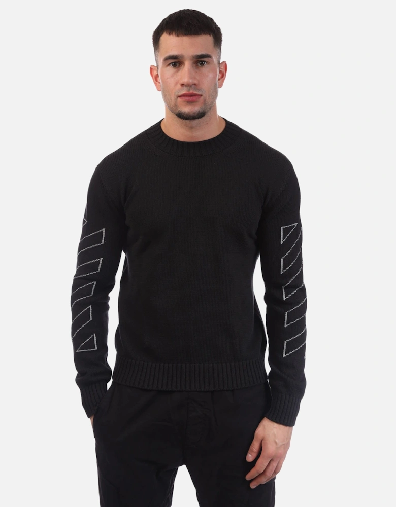 Diagonal Outline Knit Crewneck Sweatshirt