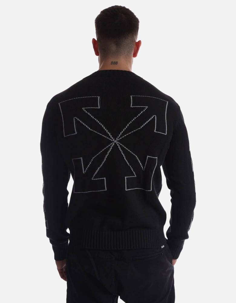 Diagonal Outline Knit Crewneck Sweatshirt