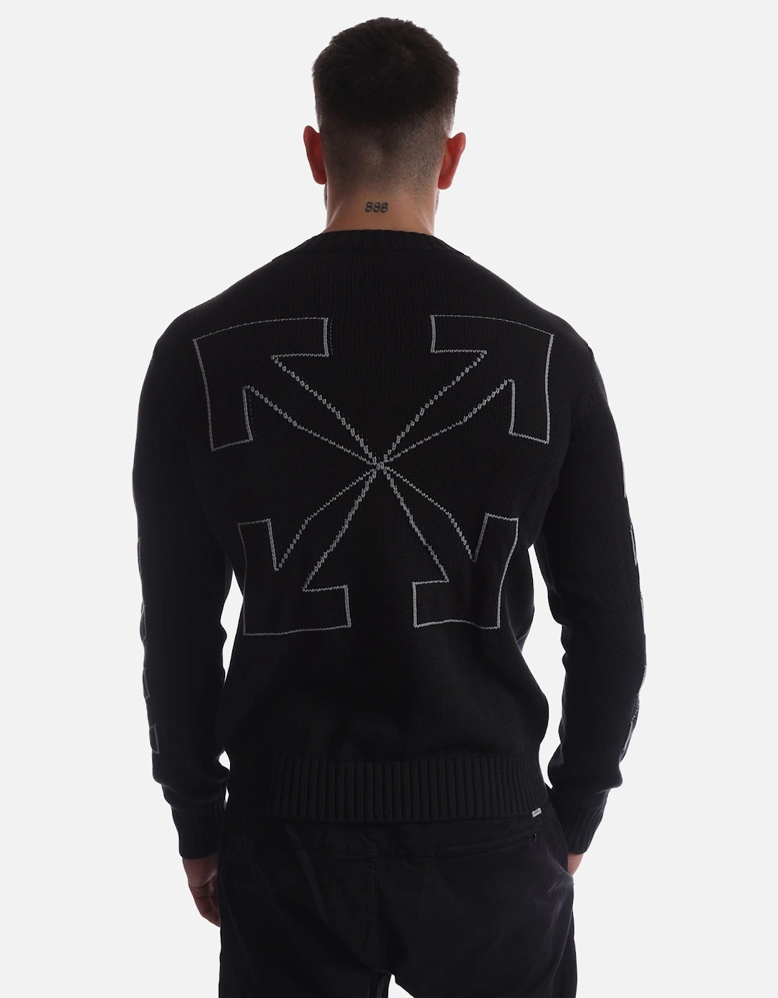 Diagonal Outline Knit Crewneck Sweatshirt