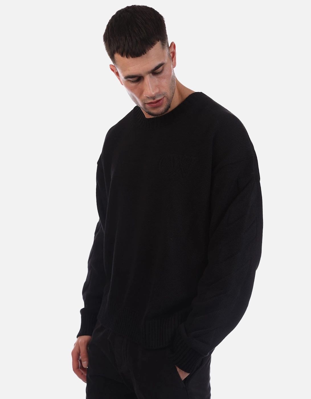 3D Diagonal Knit Crewneck Sweatshirt