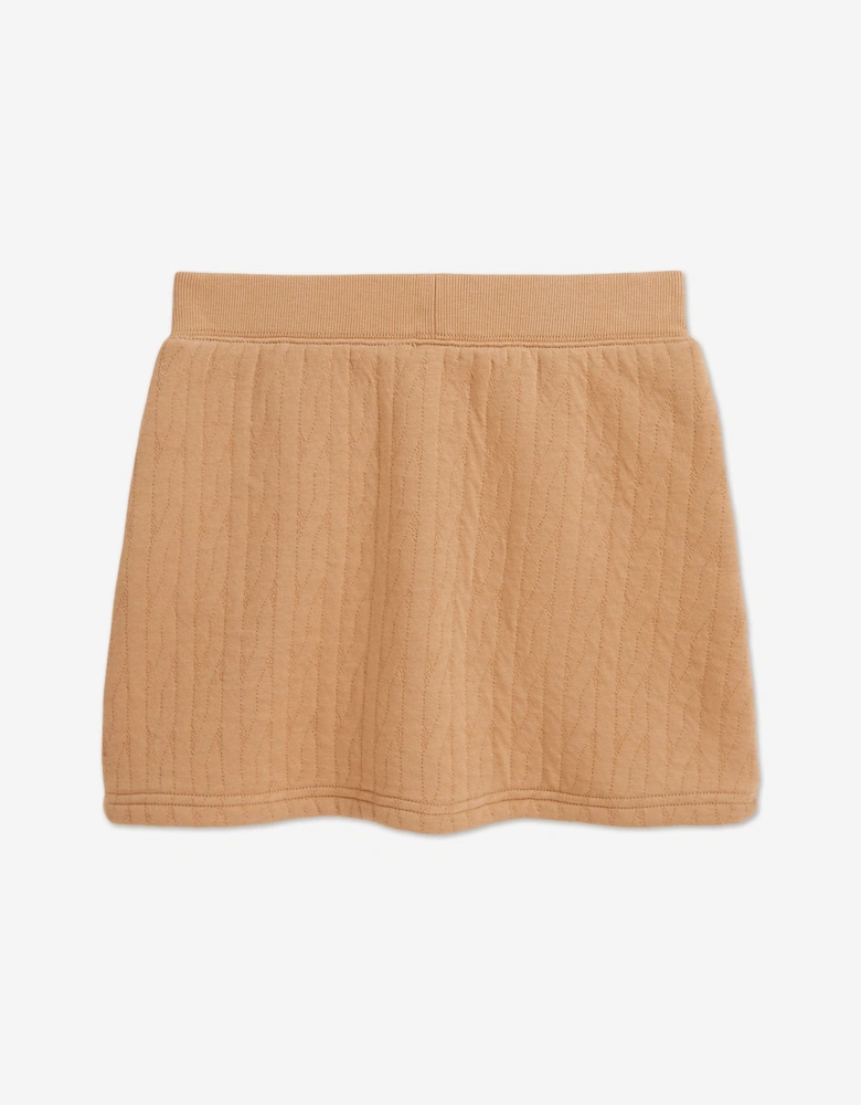 Girls Cable Jacquard Knit Skirt in Beige