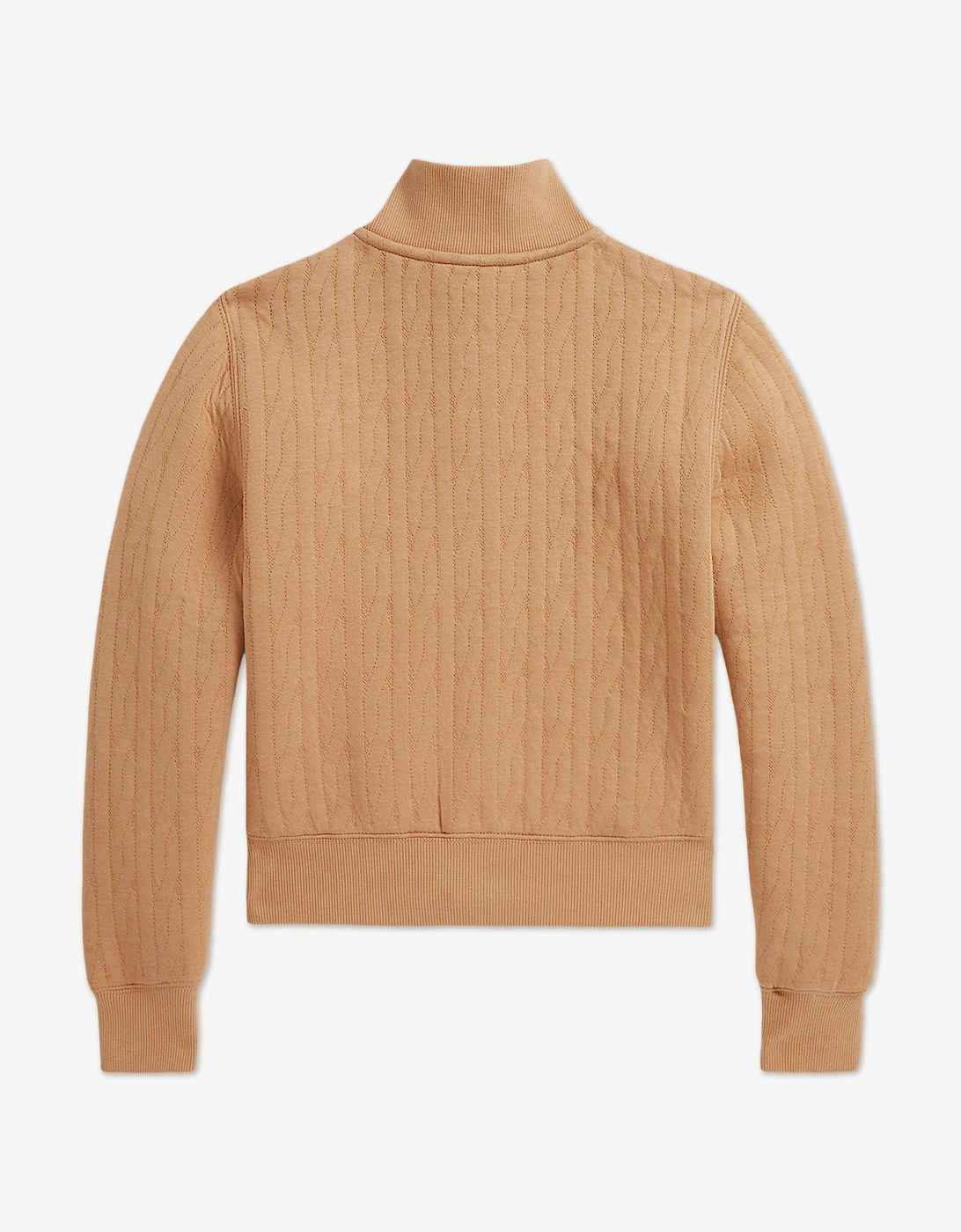 Girls Cable Jacquard Zip Up in Beige