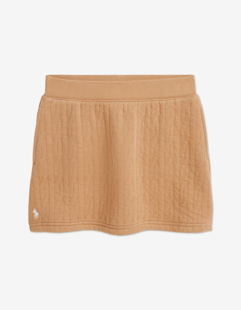Girls Cable Jacquard Knit Skirt in Beige