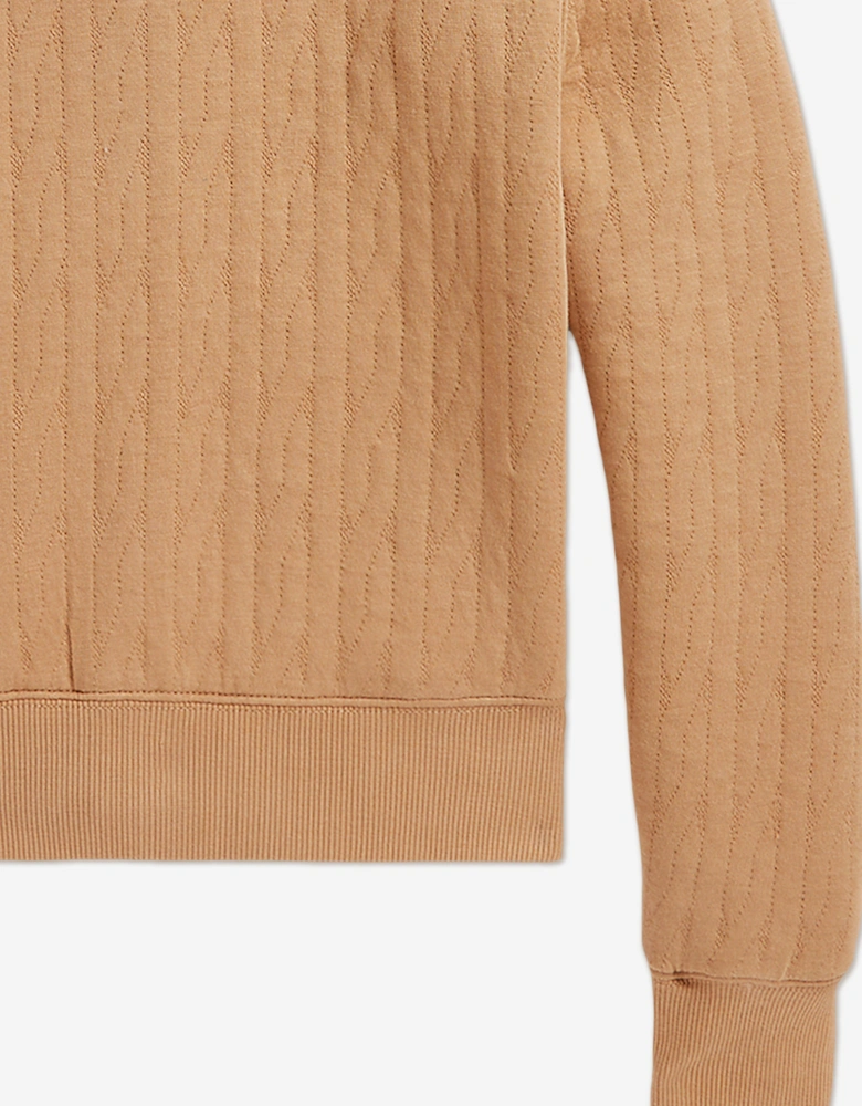 Girls Cable Jacquard Zip Up in Beige