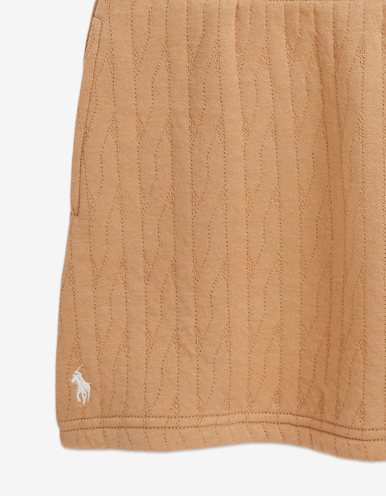 Girls Cable Jacquard Knit Skirt in Beige