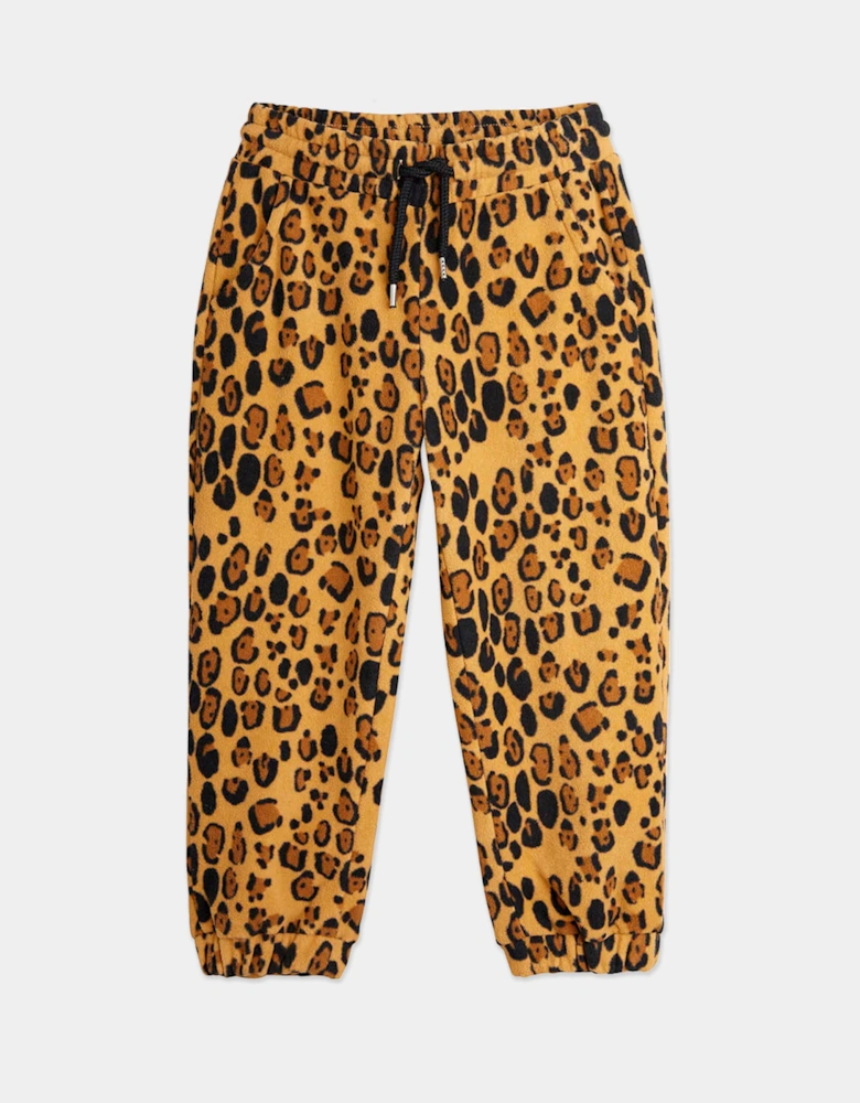Girls Leopard Joggers in Brown