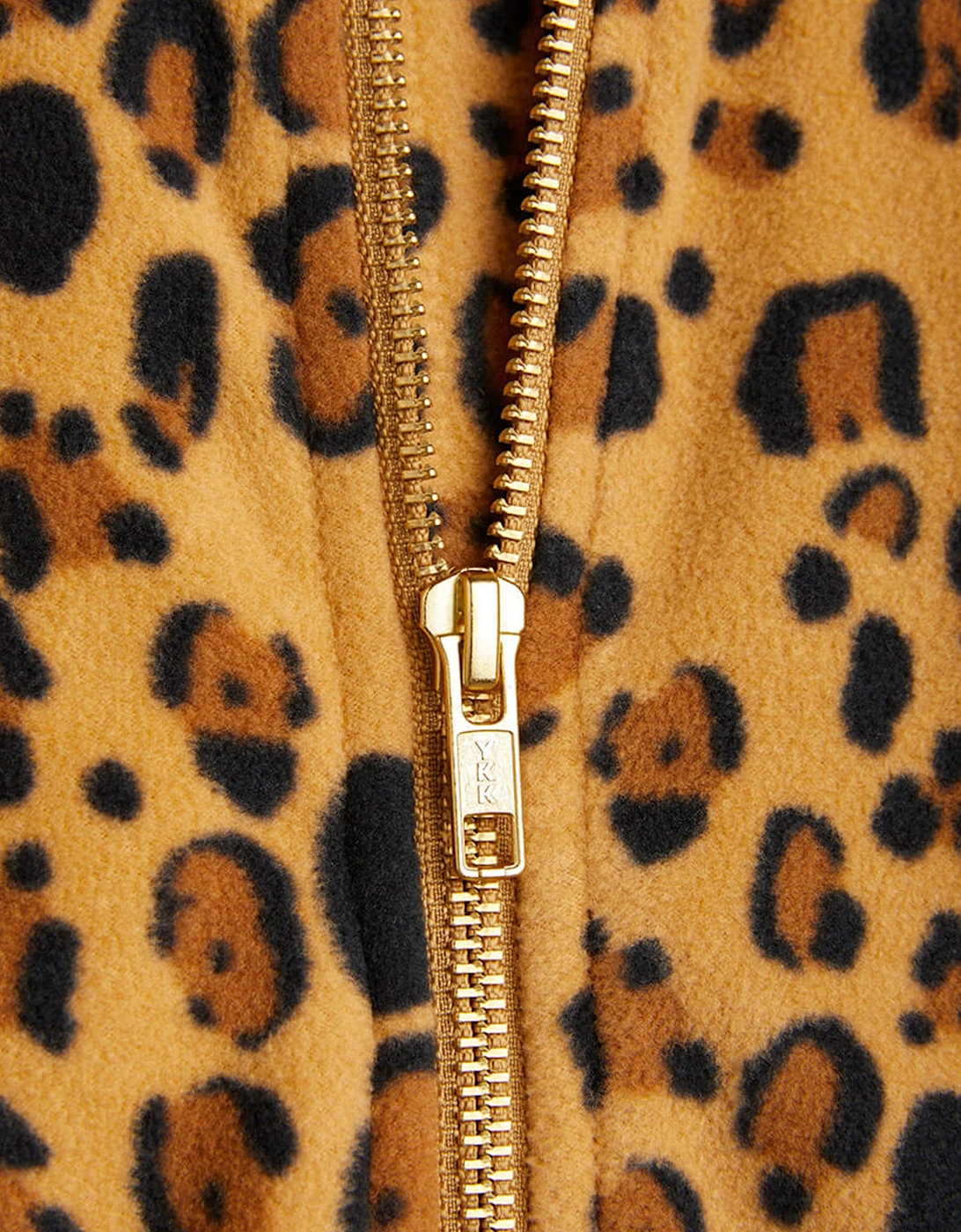 Girls Leopard Zip Up Top in Brown