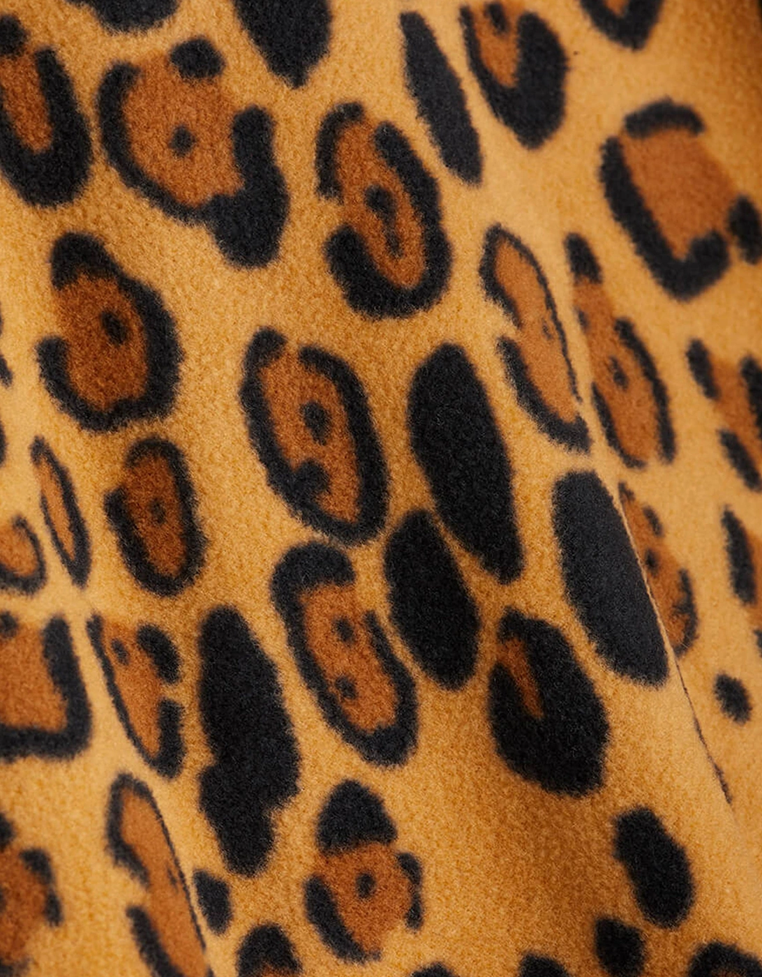 Girls Leopard Zip Up Top in Brown