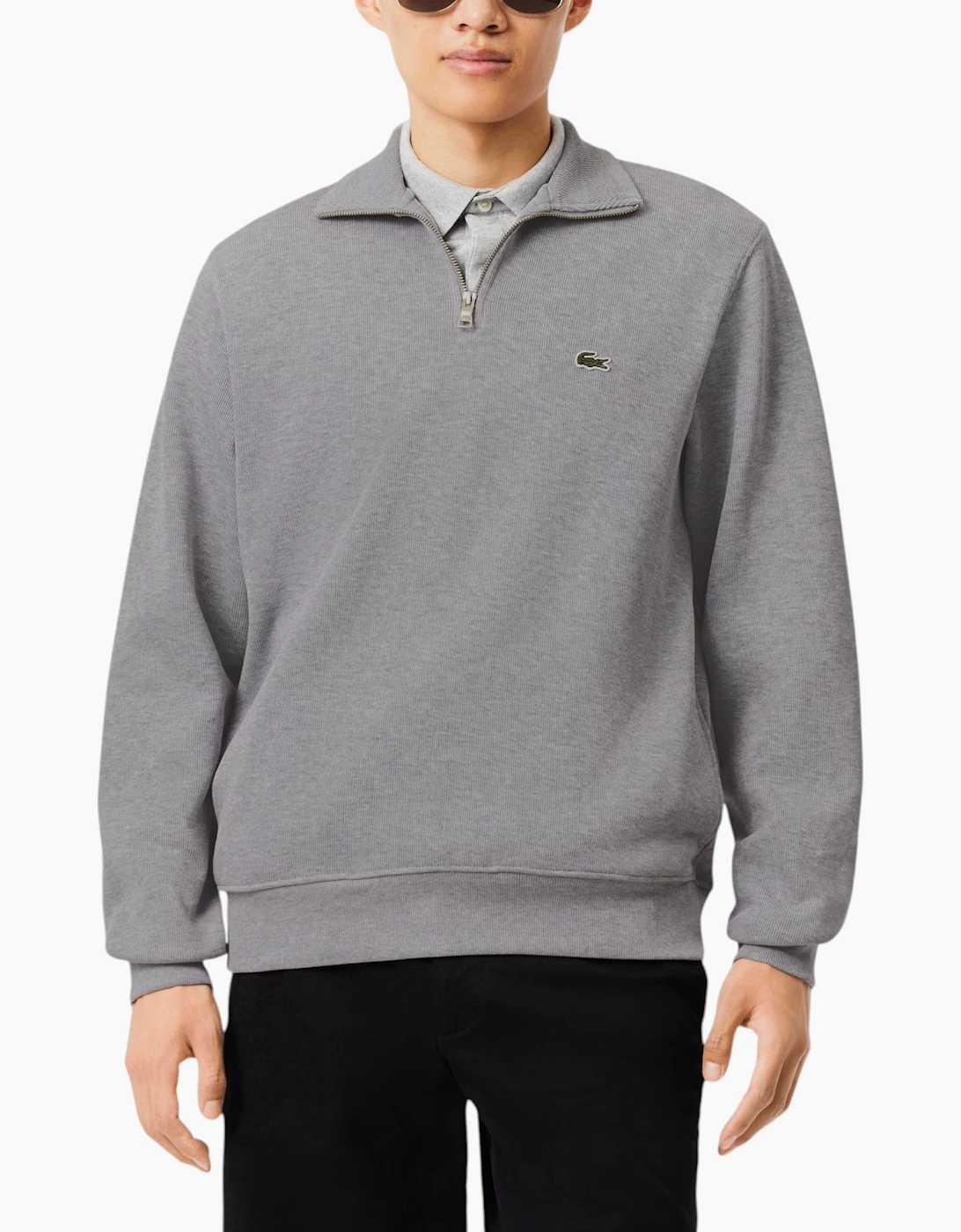 Lacoste Men's Grey Sweatshirt High Neck Interlock Sweatshirt Cotton Sportswear Jumper  2XL