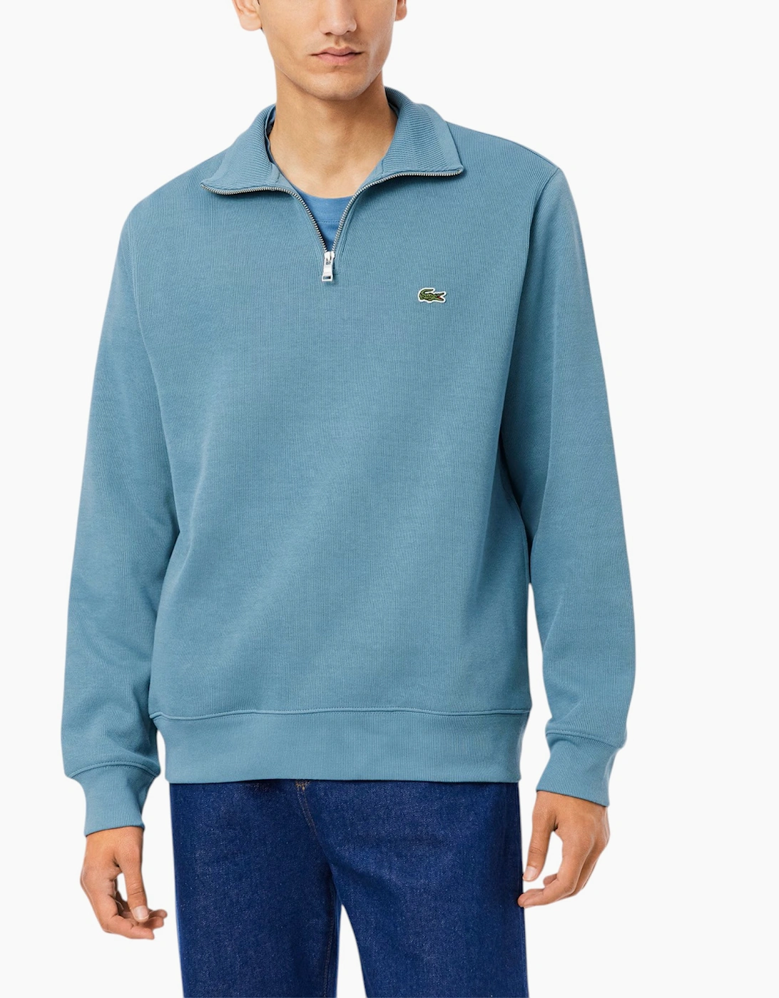 Lacoste Men's Blue Sweatshirt High Neck Interlock Sweatshirt Cotton Sportswear Jumper  S