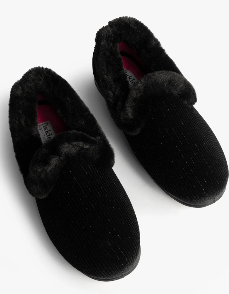 CAMILLA Womens (2E Fit) Touch Fasten Slippers Black