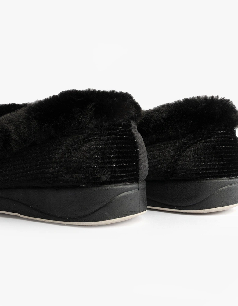 CAMILLA Womens (2E Fit) Touch Fasten Slippers Black