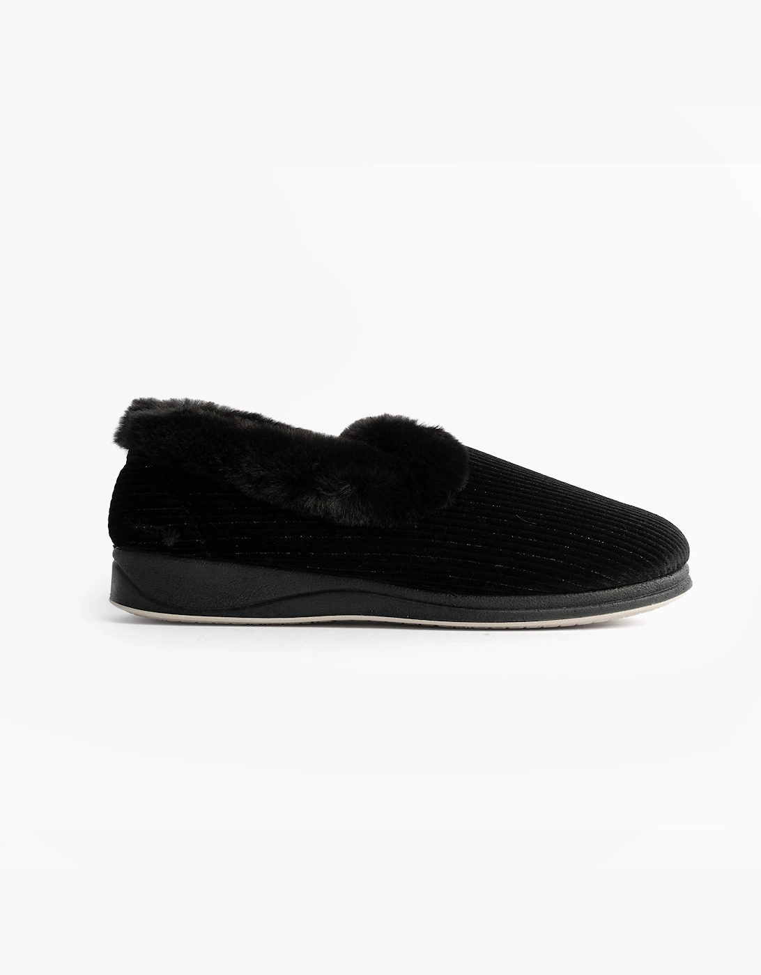 Padders Women's Black Camilla (2E Fit) Touch Fasten Slippers - Size: 4