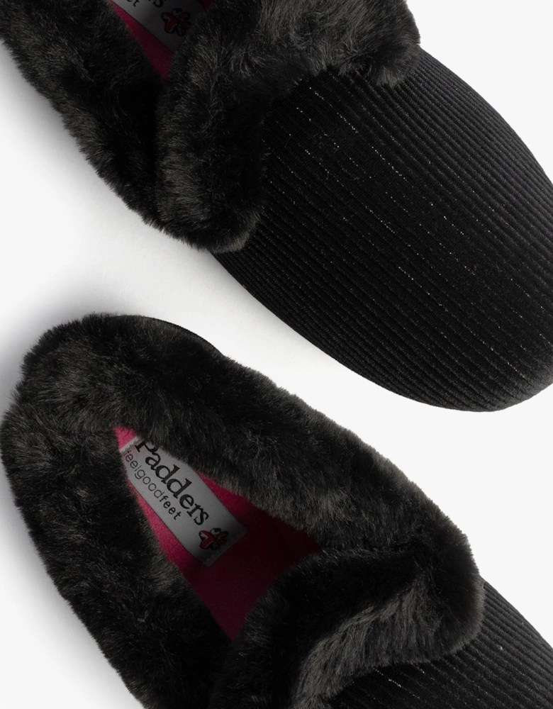 CAMILLA Womens (2E Fit) Touch Fasten Slippers Black