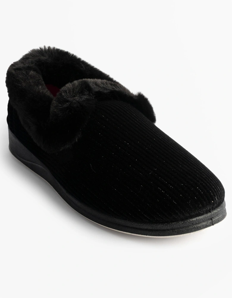 CAMILLA Womens (2E Fit) Touch Fasten Slippers Black