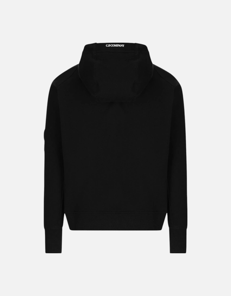 C.P. Company Diagonal Raised Fleece Zip-Up Black Hoodie