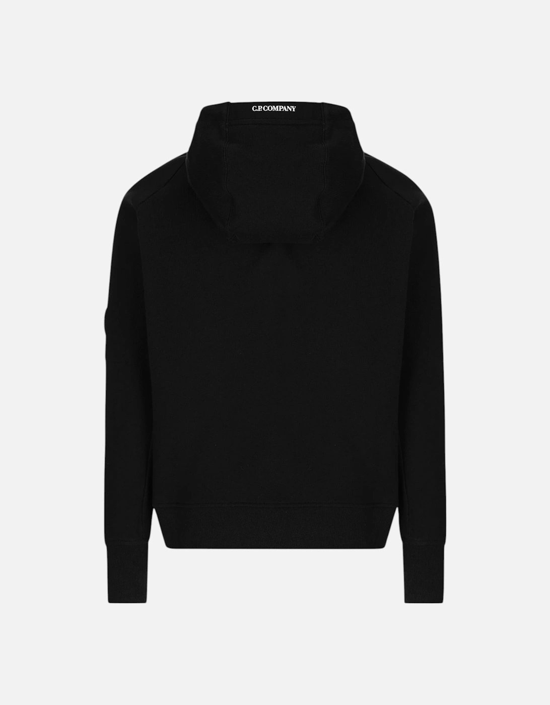 C.P. Company Diagonal Raised Fleece Zip-Up Black Hoodie