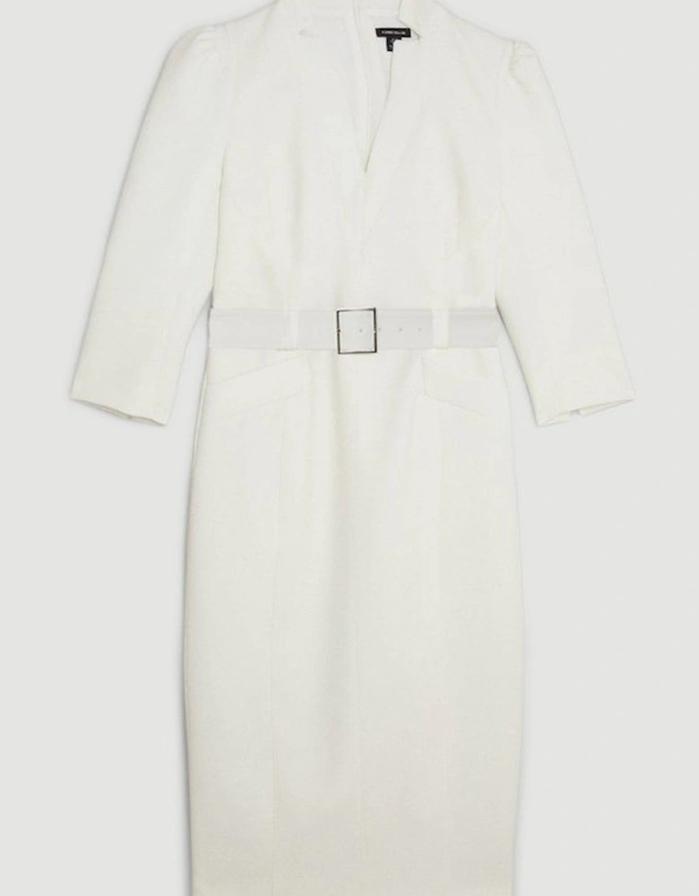 Compact Stretch Tailored Forever Belted Midi Dress