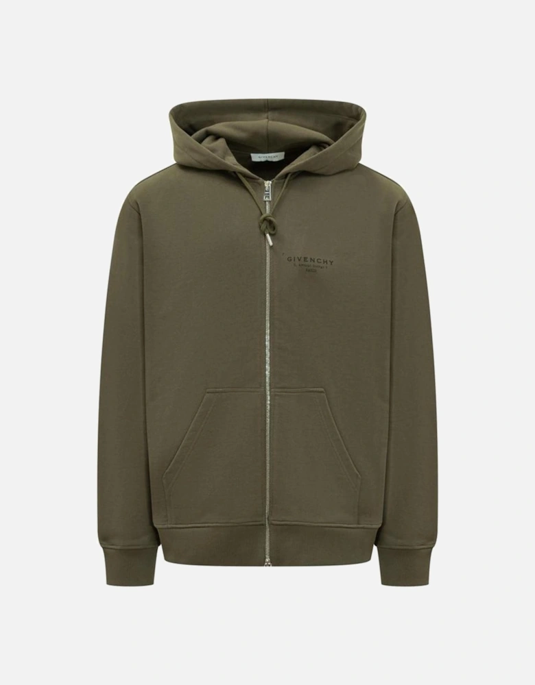Zip Hoodie in Military Green
