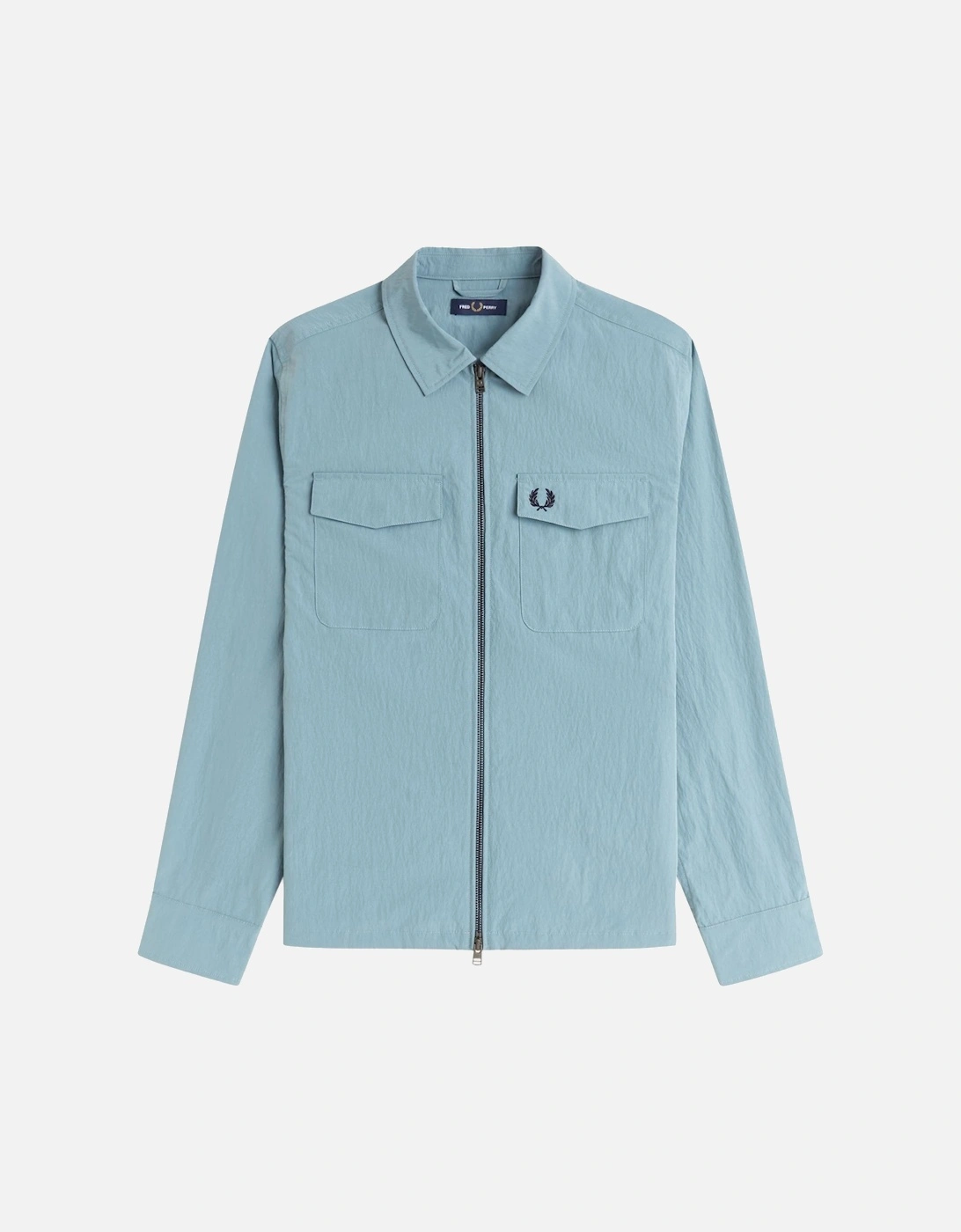 Textured Zip-Through Overshirt Stockport Blue, 5 of 4