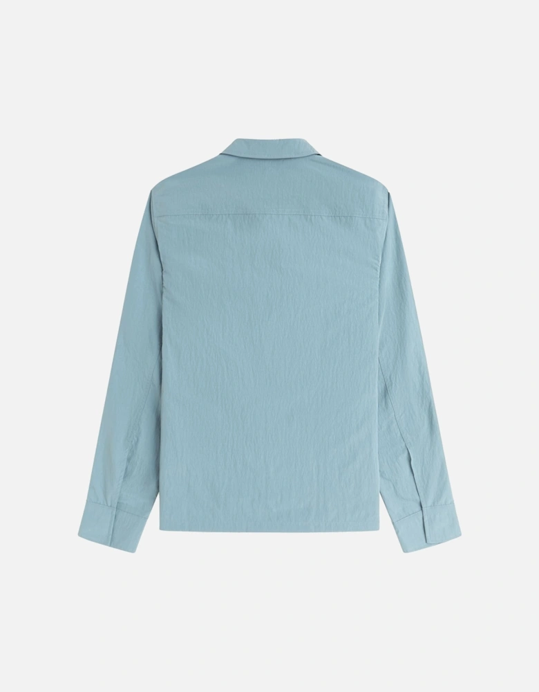 Textured Zip-Through Overshirt Stockport Blue