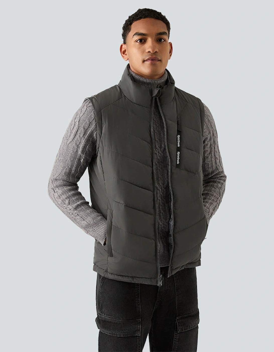 RB1572 Reversible Puffer Vest - Charcoal