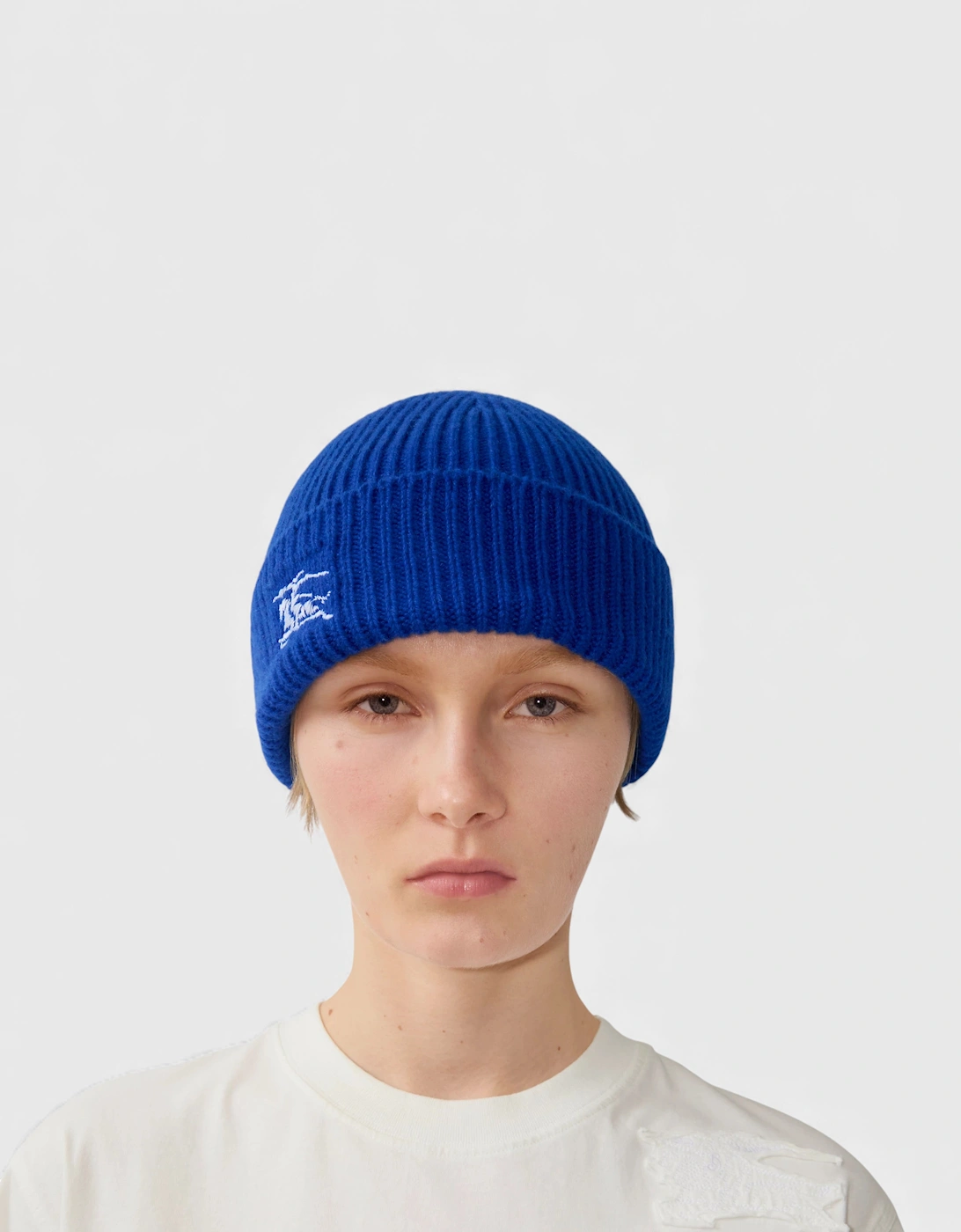 Ribbed Cashmere Beanie Knight Blue