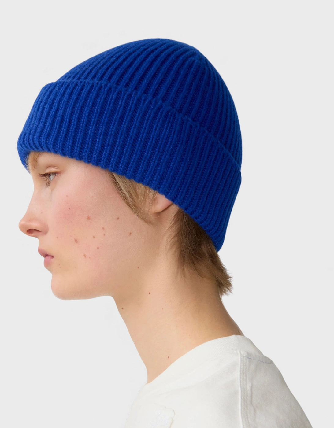 Ribbed Cashmere Beanie Knight Blue