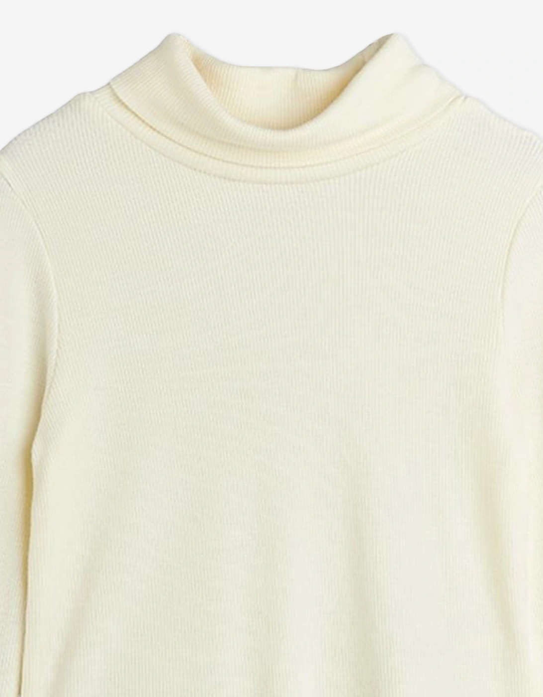 Girls Ribbed Turtleneck Top in Ivory