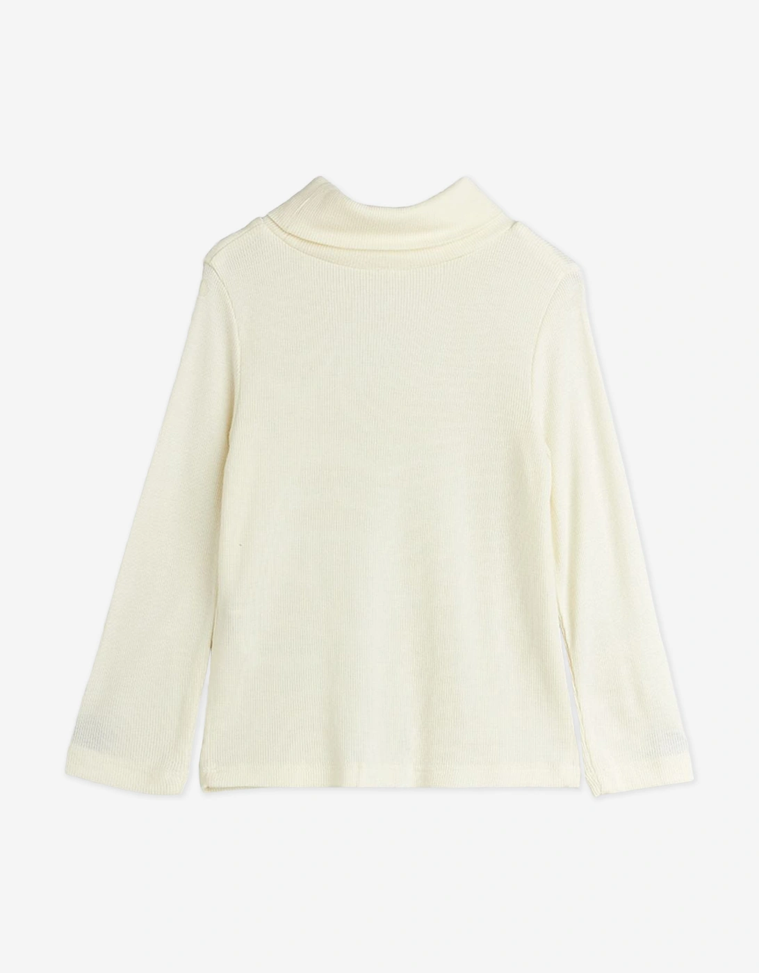 Girls Ribbed Turtleneck Top in Ivory