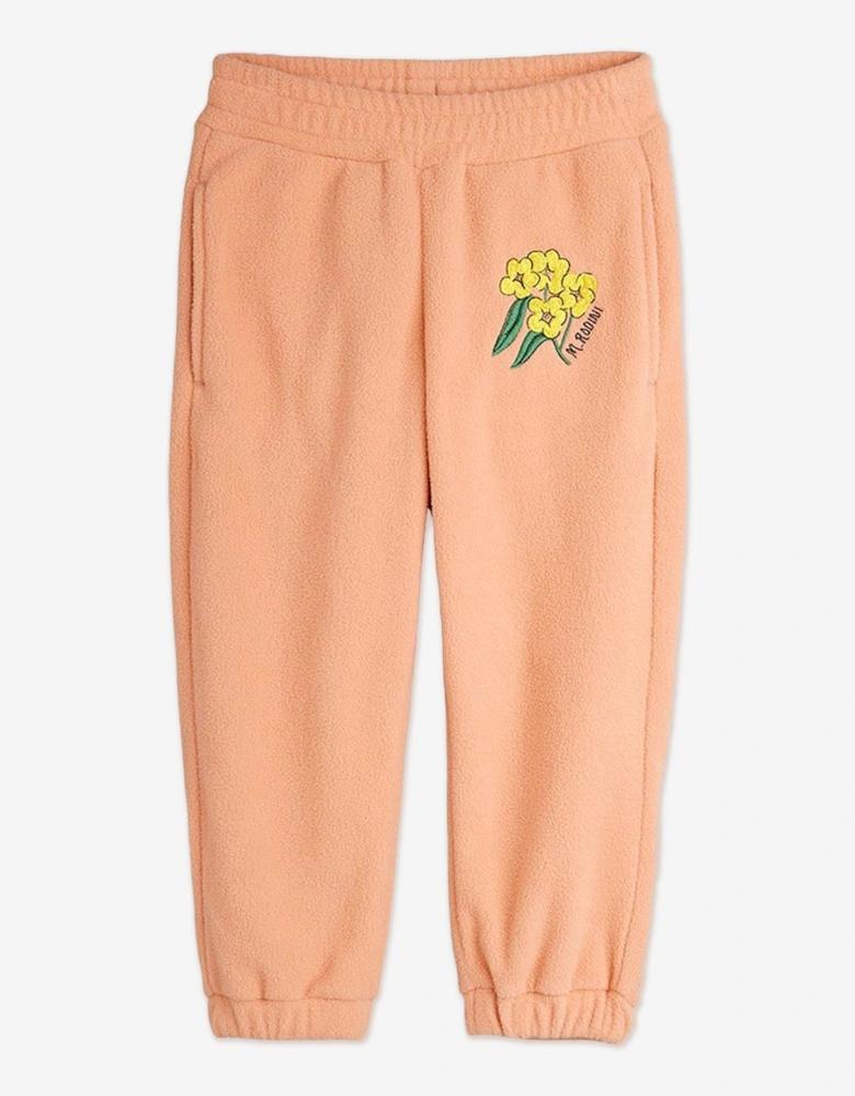 Girls Embroidered Alpine Flowers Joggers in Pink