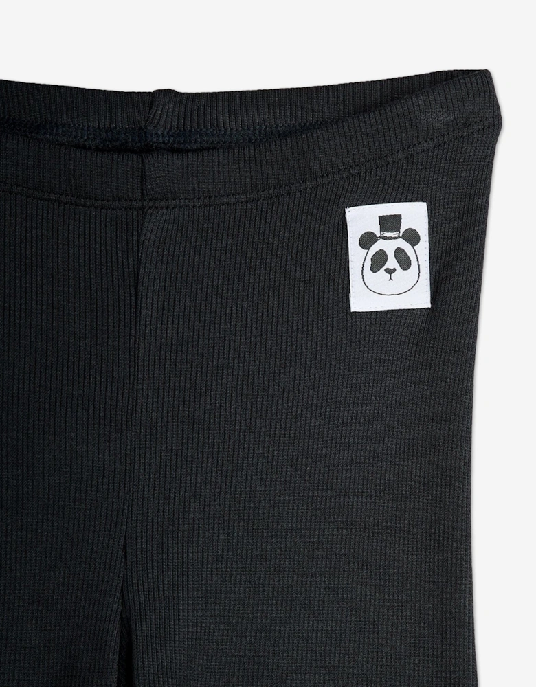 Girls Ribbed Leggings in Black