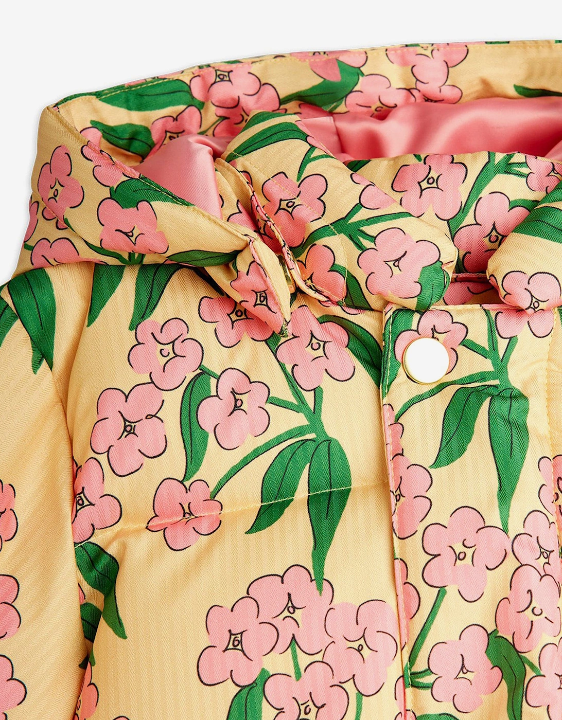 Girls Alpine Flower Hooded Puffer Jacket in Yellow