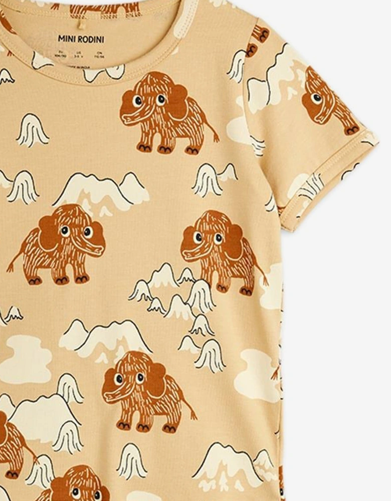 Kids Mammoth AOP T-Shirt in Beige