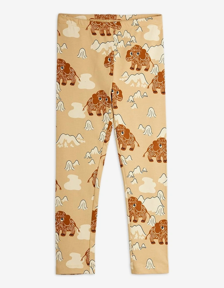 Kids Mammoth AOP Leggings in Beige