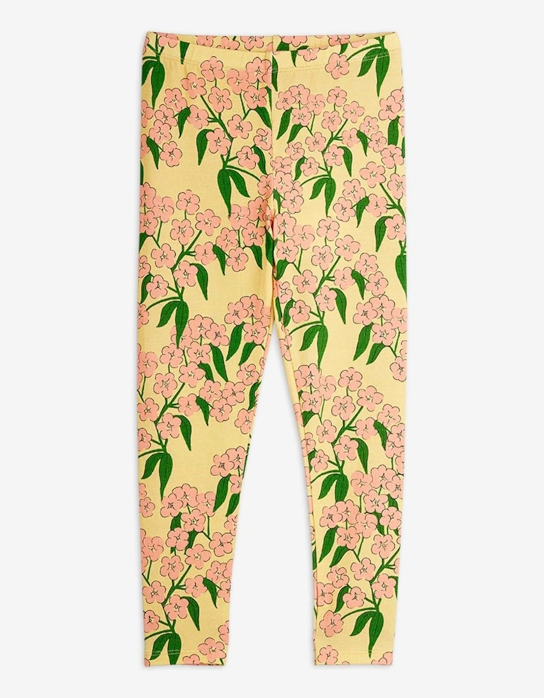 Girls Alpine Flowers AOP Leggings in Yellow