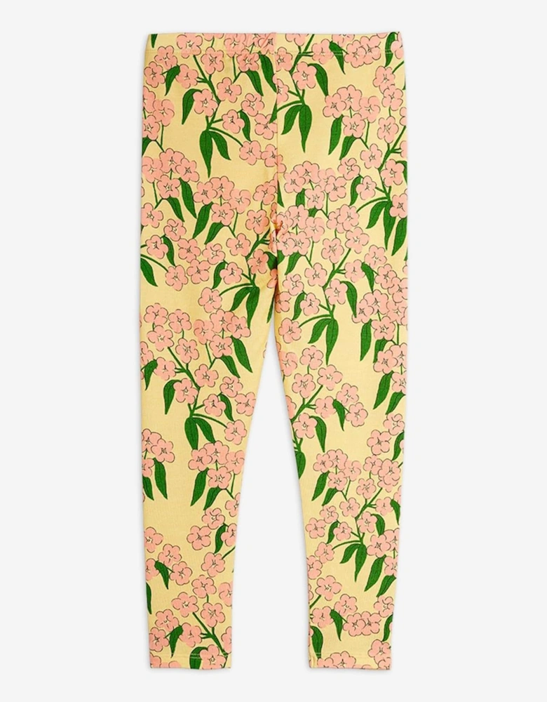 Girls Alpine Flowers AOP Leggings in Yellow