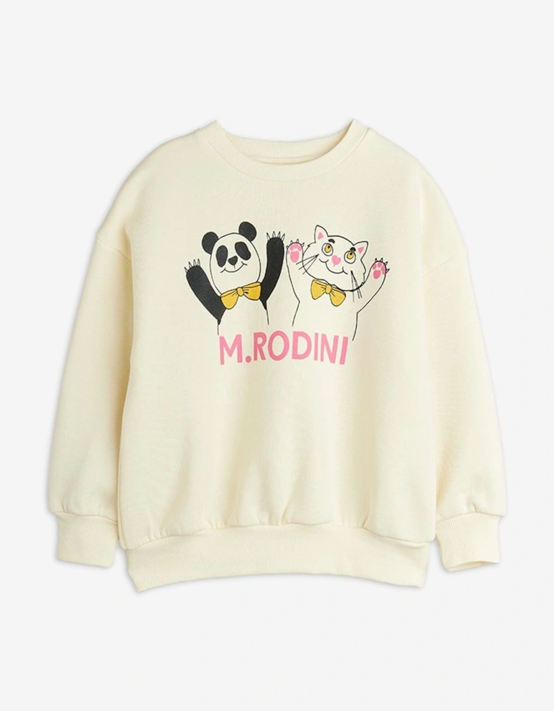 Kids Panda and Cat Sweatshirt in Ivory