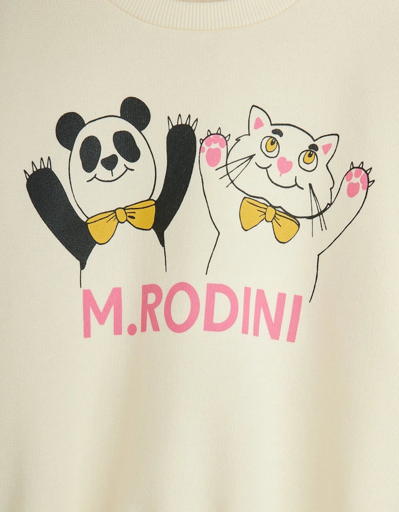 Kids Panda and Cat Sweatshirt in Ivory